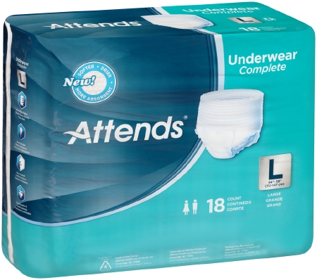 Attends Disposable Underwear Pull On with Tear Away Seams Large, APP0730,  Heavy, 72 Ct 